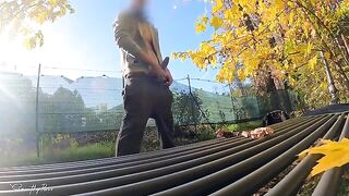 A risky sex game in the park with a stranger and his cock