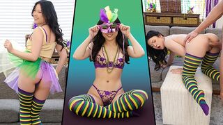 Petite Lulu Chu got her beaver smashed on Mardi Gras by a huge cock