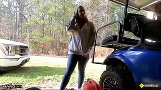 The mechanic managed to repair the car of a busty blonde lady, Bailey Brooke