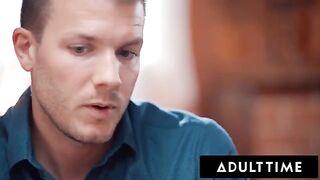 Passionate sex with a real couple, Vanna Bardot and Codey Steele, on a couch scene