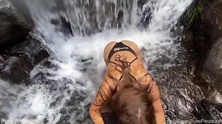 Passionate sex by the waterfall for 25K milestone