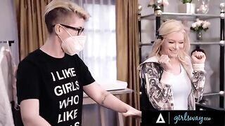 Passionate interracial scissoring with stunning Asian beauty Ember Snow and a hot blonde, brought to you by Girlsway