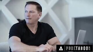 A step daddy secretly fucks his stepdaughter, Hazel Moore, with intense passion