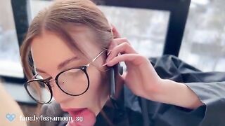 A slut talks on the phone with her husband while being fucked by a friend