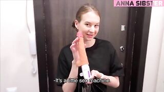 The courier tried a new sex toy with the client and experienced shaking orgasm