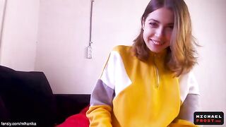A step sister waits for her stepbrother to wake up and help with a morning issue