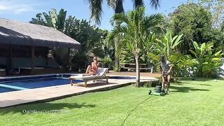 My gardener is of no use, but poolside fun awaits