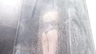 A sweet pussy wet with water and cum, ending in a squirt orgasm