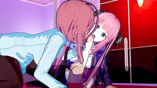 The quintessential threesome with Miku and Nino in 3D hentai style