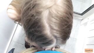 Public blowjob in the changing room of a shop risks getting caught