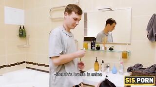 Girl saw her stepbrother in the bathroom with her toothbrush, so things got intimate
