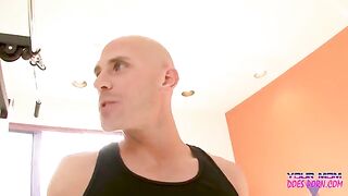 A personal trainer fucked a hot blonde MILF, Shayla Laveaux, in the gym
