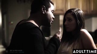Jay Summers gets her pussy filled with cum by a dominant father-in-law in a taboo scene
