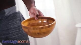 Petite Russian beauty Elena Vedem gets fucked by BBC in massage room