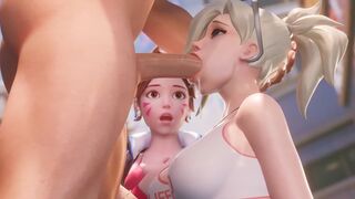 Mercy teaches DVA how to deepthroat in this hot 3D Overwatch scene