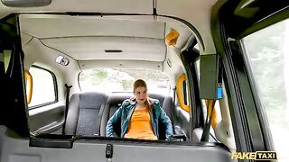 A fake taxi driver gets lucky with a horny passenger, the redhead Kiara Love