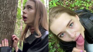A young girl is fucking in the forest with a stranger, a real risk!
