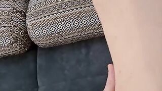 A skinny step mom is jumping on a strong cock in POV
