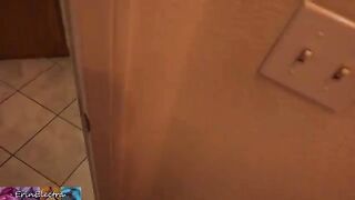 Stepmom prepares for bed while stepson watches and masturbates
