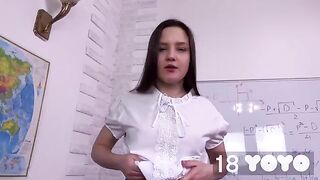 The girl came to the exam with a dildo and she was fucked