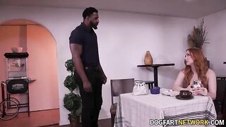 Redhead hottie Madison Morgan gets her pussy destroyed by a huge cock