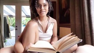 Nerdy little stepsister practices sex with her stepdad using a rubber toy - Family Therapy