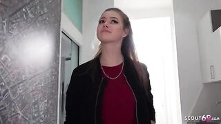 Pickup for casting with German teen Olivia Sparkle and her slim body in rough session