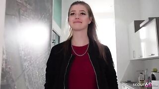 Pickup for casting with German teen Olivia Sparkle and her slim body in rough session