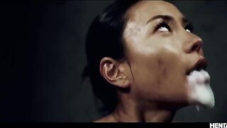 Asian busty babes got the aliens, in a wild bukkake scene