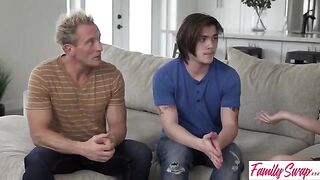 A busty MILF Jessica Starling gets a breeder orgasm in a family setting