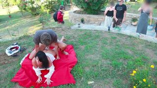 Fucked on the meadow by a stranger, Alexandra Wett’s ass gets filled with cum