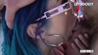 Two sexy babes shared a big dick in a hot threesome sex scene