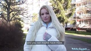 Public Agent: German blonde babe gets banged in public for cash