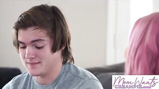 The girl is preparing for sex with her stepson in this scene