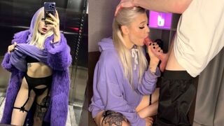 A cute petite girl met a guy in the elevator