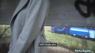 A cute little Russian gets fucked hard by Public Agent outdoors for cash