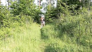 A couple fucked in the forest, risking exposure for wild, rough sex