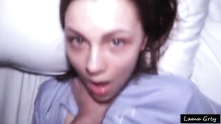 The girl with the cute face became a cumslut