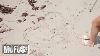 Petite Asian teen Vina Sky gets banged on the beach before getting cum in her mouth