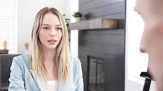 Skinny babe Lily Larimar needs to give a blowjob to get a job, damn!
