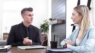 Skinny babe Lily Larimar needs to give a blowjob to get a job, damn!