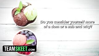 A cute girl, Jewelz Blu, was interviewed and fucked for ice cream on a hot day