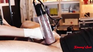 Cock pumping with a vacuum pump and cumshot compilation