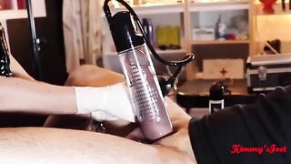 Cock pumping with a vacuum pump and cumshot compilation