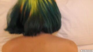 A rainbow-colored slut celebrating her 18th birthday with hard sex