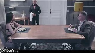 The dinner guest is the main course for a swinger couple