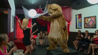 Dancing bear is spinning in the club and meeting sexy bitches who love to suck cock