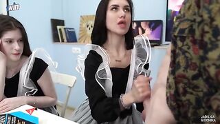 The labor teacher fucked two students right in the class, a wild scene!