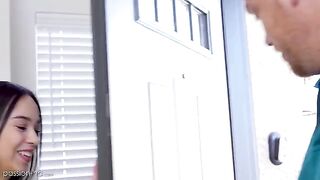 Skinny petite teen Dakota Tyler seduced her tutor for passionate sex