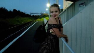 A puzzled baby waited for a train and got a cock, creampie, and BJ in public